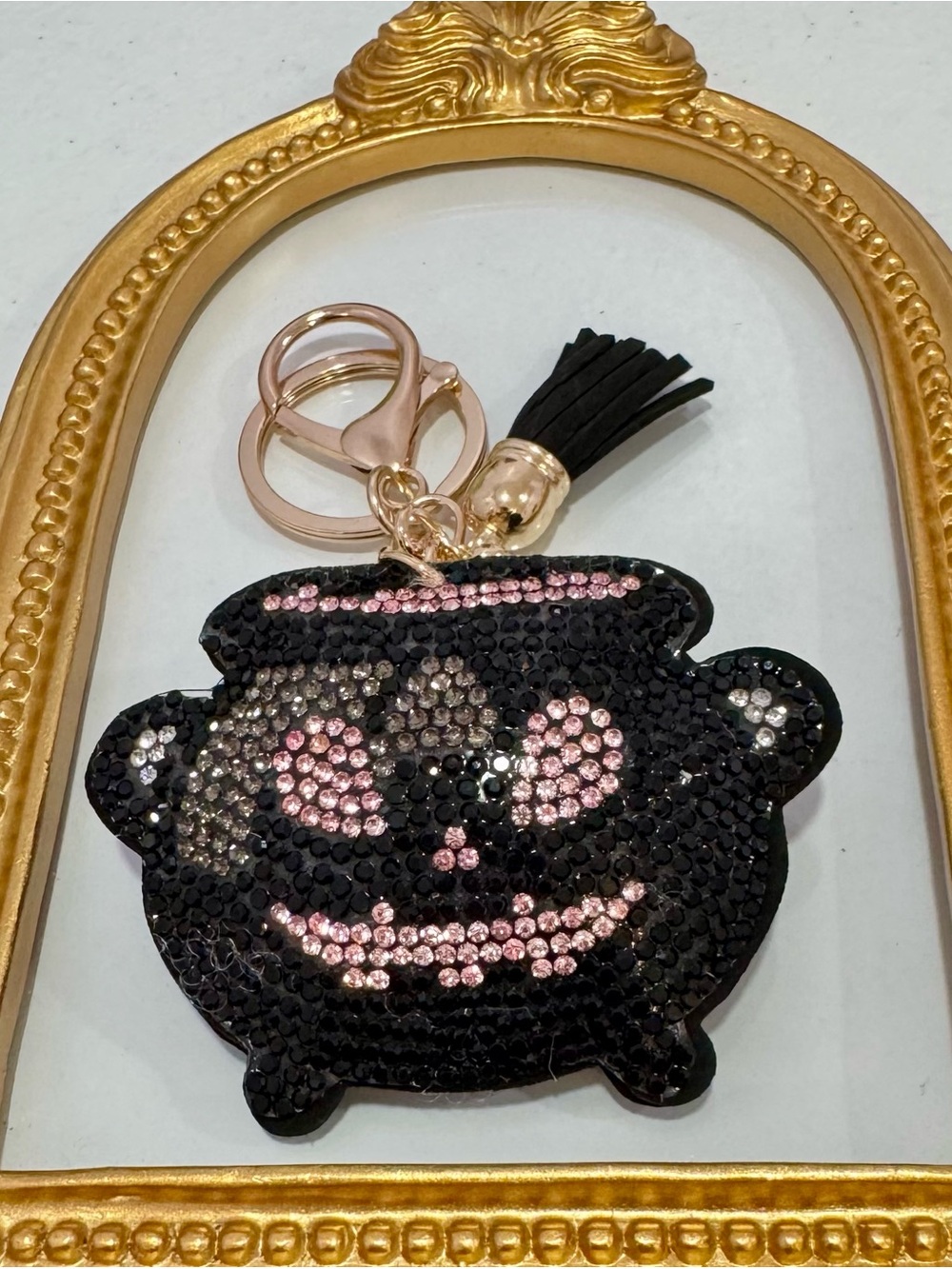 New Black/Silver Pumpkin Cauldron Keychain Bag Charm